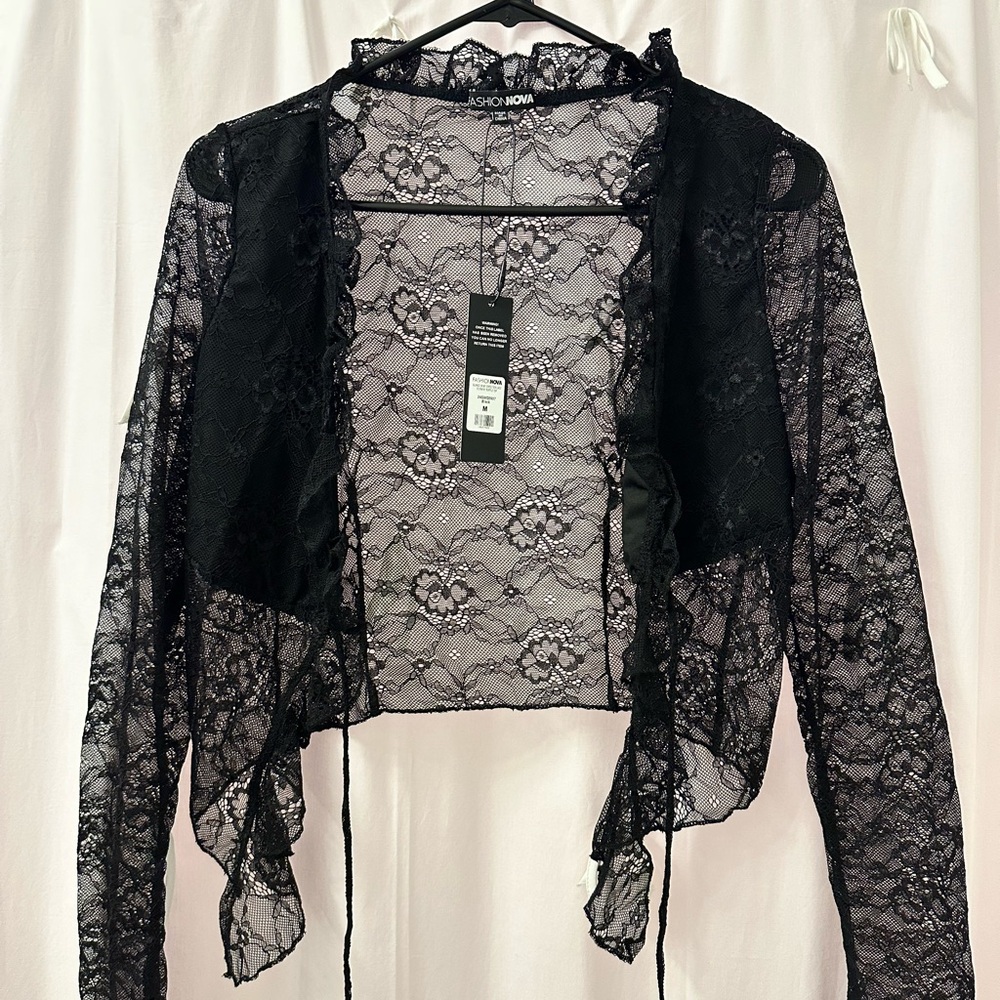 NEW with tags Fashion Nova Glance in my Direction Lace Flyaway Ruffle Top - Picture 3 of 5